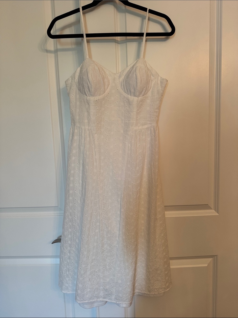 Lily Rose White Eyelet above the knee Dress with Spaghetti Straps